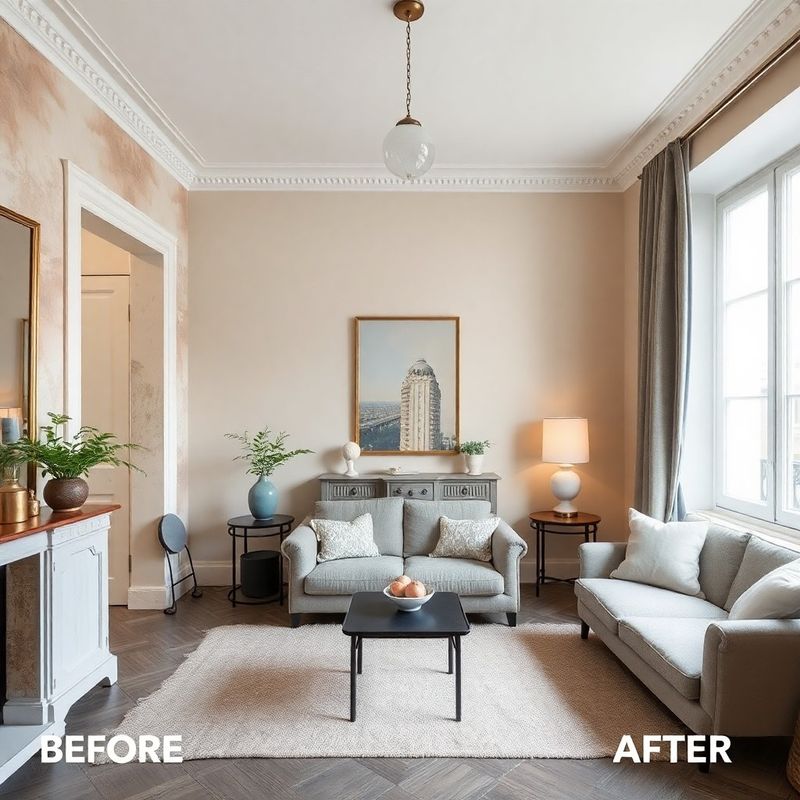 Intérieur d'appartement toulousain rénové en composition split avant-après