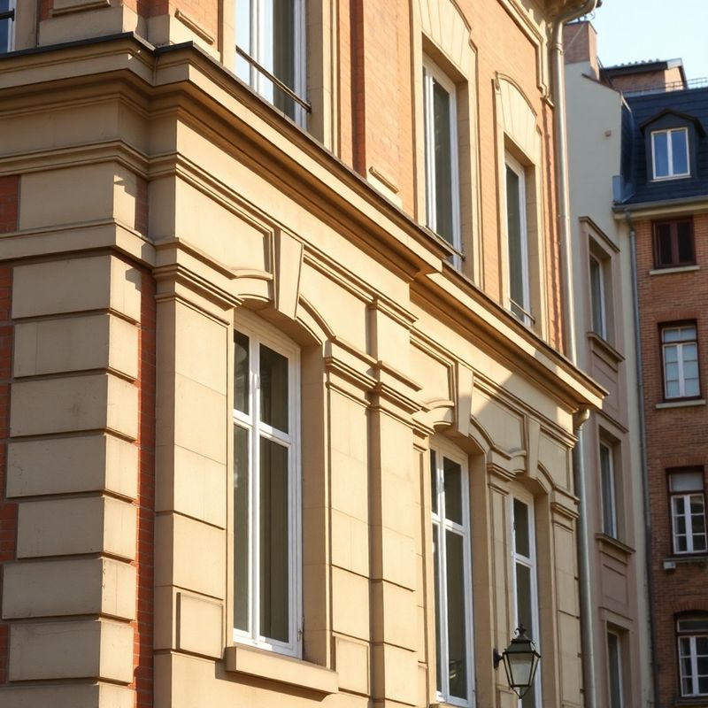 Façade d'immeuble haussmannien toulousain en pierre et brique