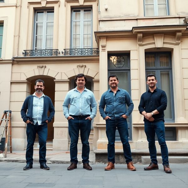 L'équipe Presentedmind devant un immeuble haussmannien toulousain